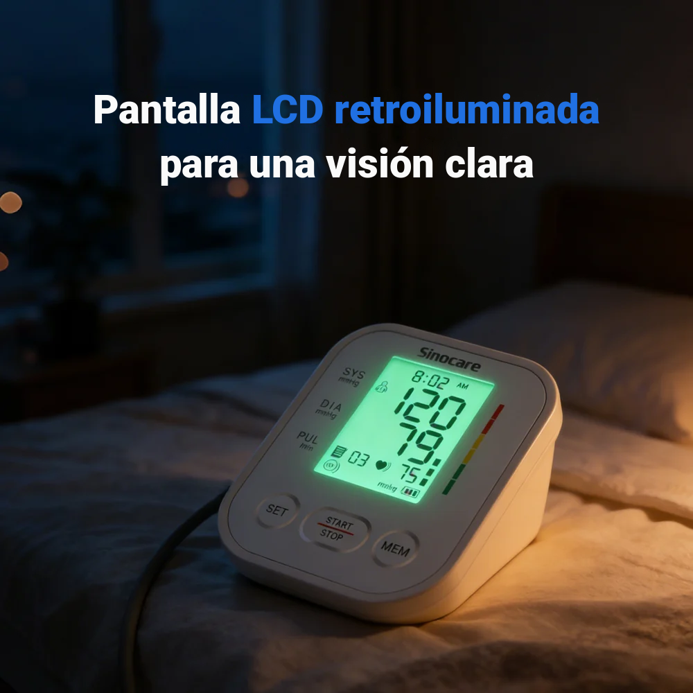 Tensiometro de Brazo, Sinocare Tensiometro Digital Automatico, Deteccion Irregular Arritmia,3.6 Pantalla LCD Grande Monitor Brazalete 22-43cm (2x99 Memoria)