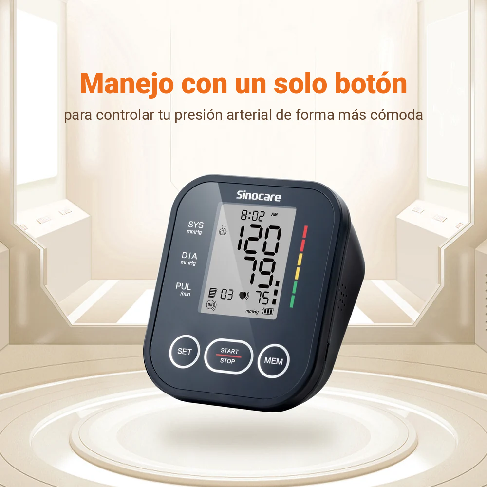 Tensiometro de Brazo, Sinocare Tensiometro Digital Automatico, Deteccion Irregular Arritmia,3.6 Pantalla LCD Grande Monitor Brazalete 22-43cm (2x99 Memoria)
