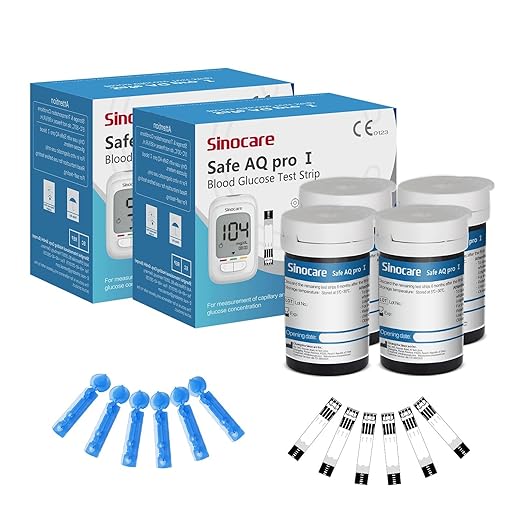 Sinocare Tiras Safe AQ Pro I Sangre, 100 x Tiras Reactivas Diabetes Strips, Sólo para Safe AQ pro I
