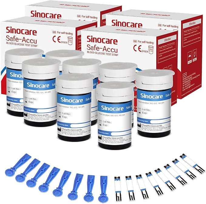 sinocare Tiras,200 x Tiras para Safe Accu Glucosa en Sangre (Solo para Accu)