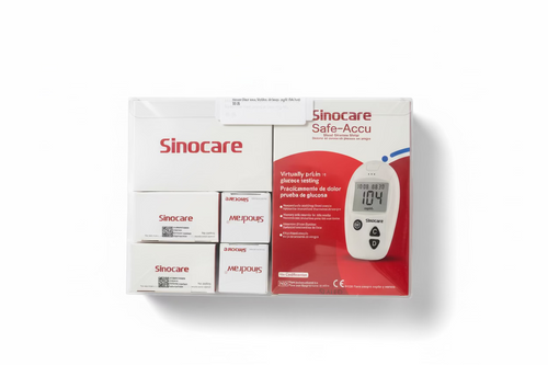 Sinocare Glucómetro, Medidora Glucosa en Sangre,100 Tiras Dispositivo de Punción, Resultado Exacto - mg/dL (Safe Accu)