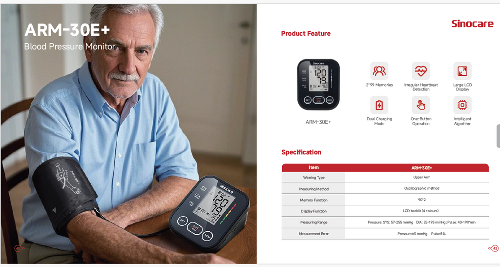 Sinocare ARM-30E+ Tensiómetro de Brazo