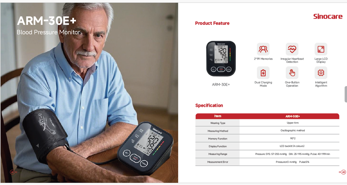 Sinocare ARM-30E+ Tensiómetro de Brazo