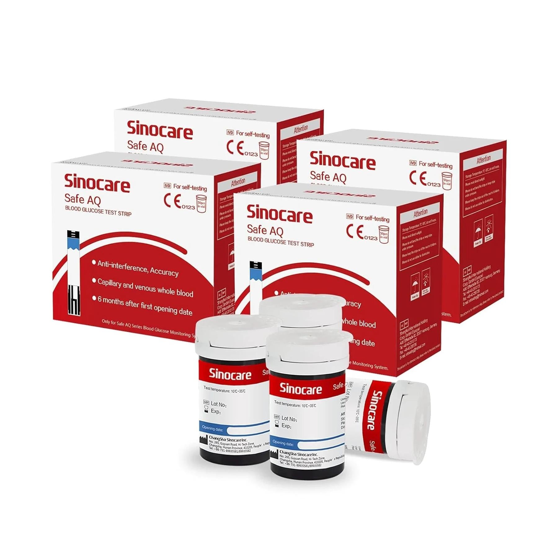 Sinocare Tiras Reactivas para Safe AQ  200 tiras + 200 lancetas.