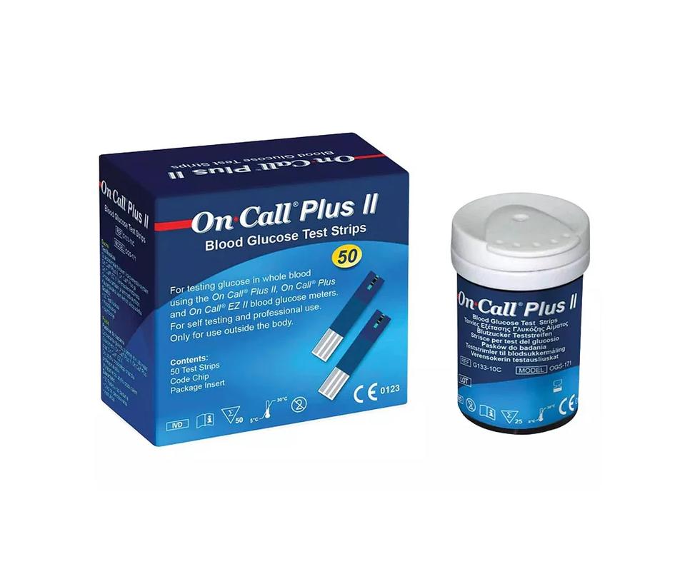 On Call Plus II Tiras Reactivas de Glucosa 50 Unidades