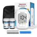 Glucometro Sinocare Safe AQ Pro I, Medidor de Glucosa en Sangre 50 Kit, Rápido y Preciso Kit de Prueba con Electrodo de Plata Actualizado y 500 memorias
