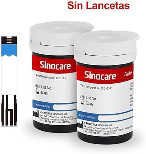 Sinocare Tiras en Sangre Prueba, 50 x Tiras Sin Lancetas, para Safe AQ Smart/Voice