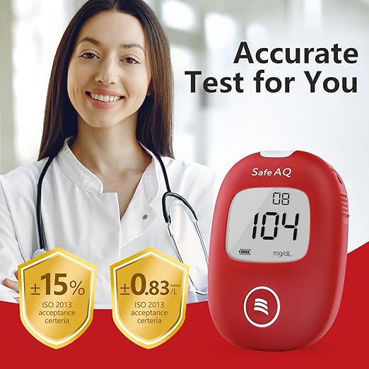 sinocare Medidor de Glucosa en Sangre, Glucometro, Kit Medidor Azucar Sangre con 100 x Tiras de Prueba de Glucosa - mg/dL (smart 100 kit)